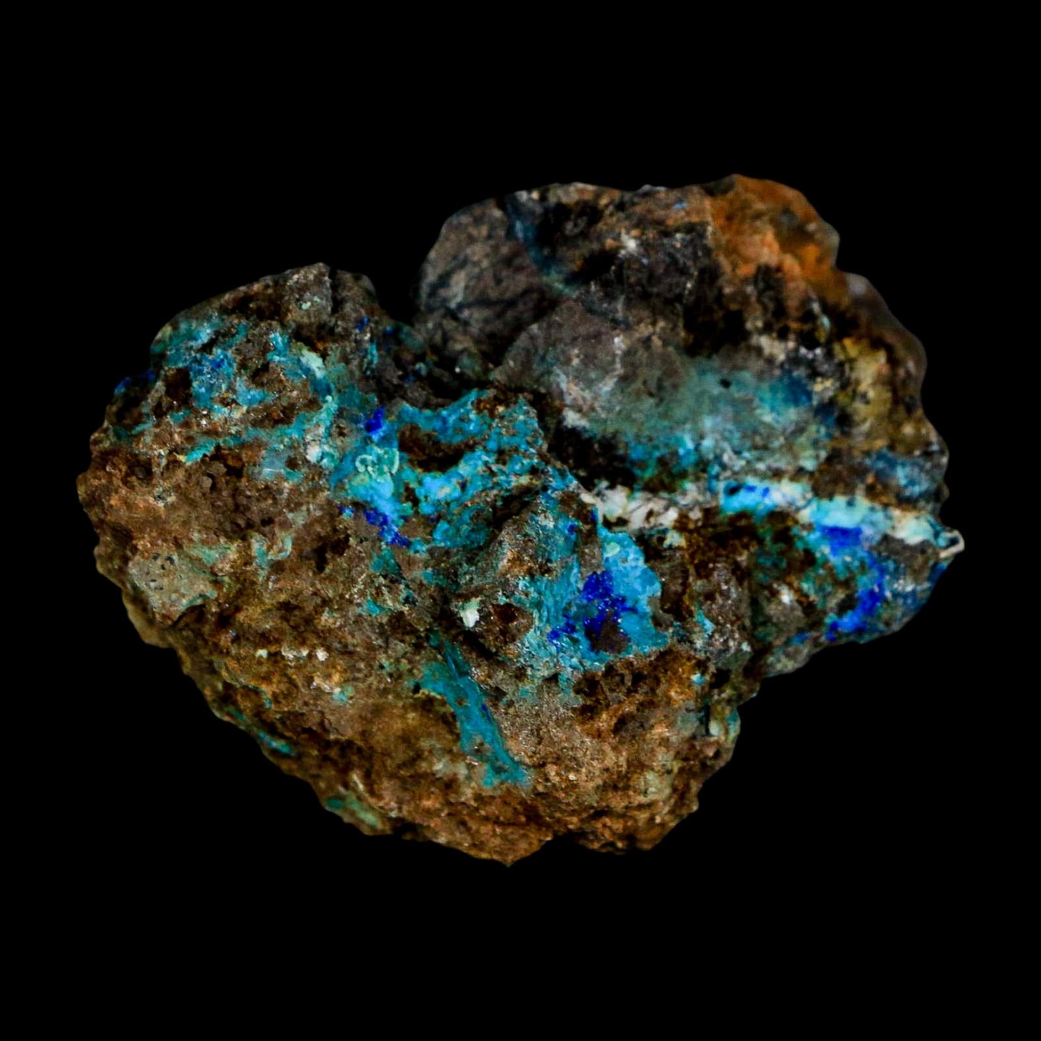 2.4" Azurite, Chrysocolla And Malachite Crystal Mineral Specimen On Matrix From Peru - Fossil Age Minerals