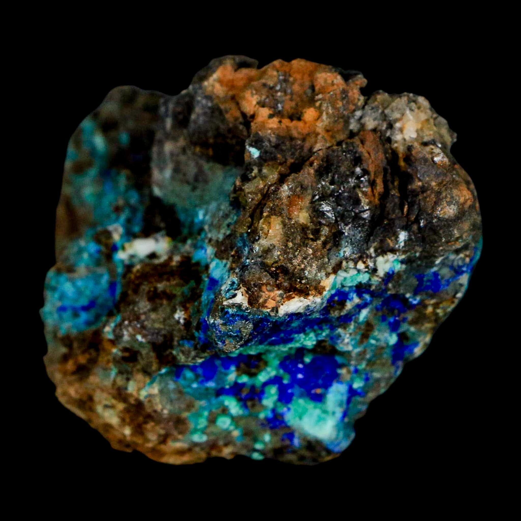 2.4" Azurite, Chrysocolla And Malachite Crystal Mineral Specimen On Matrix From Peru - Fossil Age Minerals