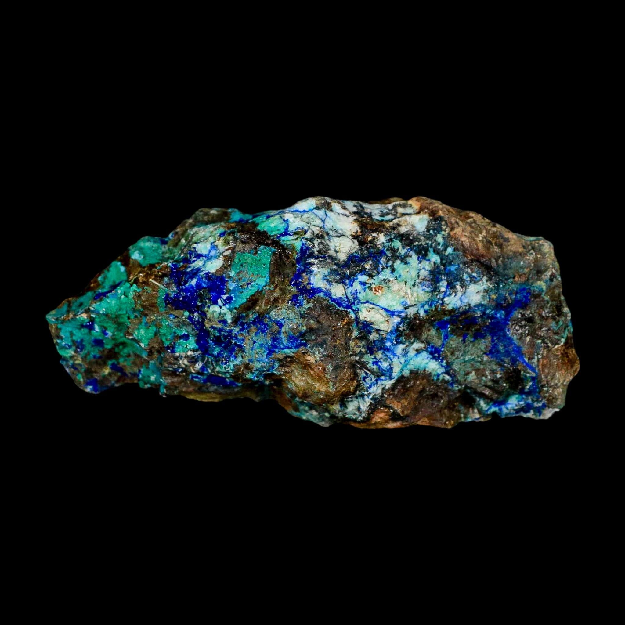 3.5" Azurite, Chrysocolla And Malachite Crystal Mineral Specimen On Matrix From Peru - Fossil Age Minerals