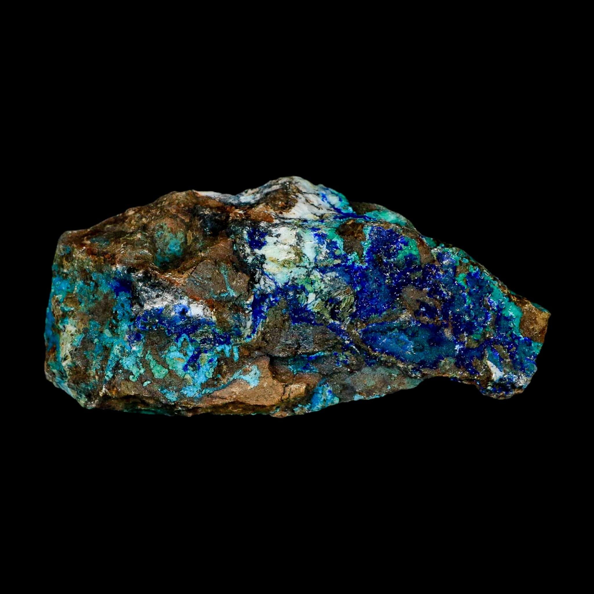 3.5" Azurite, Chrysocolla And Malachite Crystal Mineral Specimen On Matrix From Peru - Fossil Age Minerals