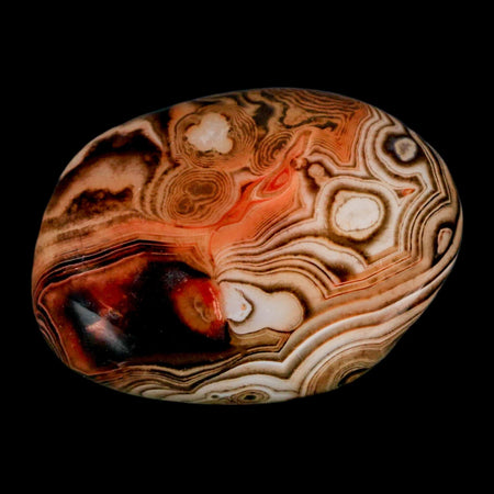 1.9" Natural Polished Red Silk Banded Agate Chalcedony Mineral Specimen
