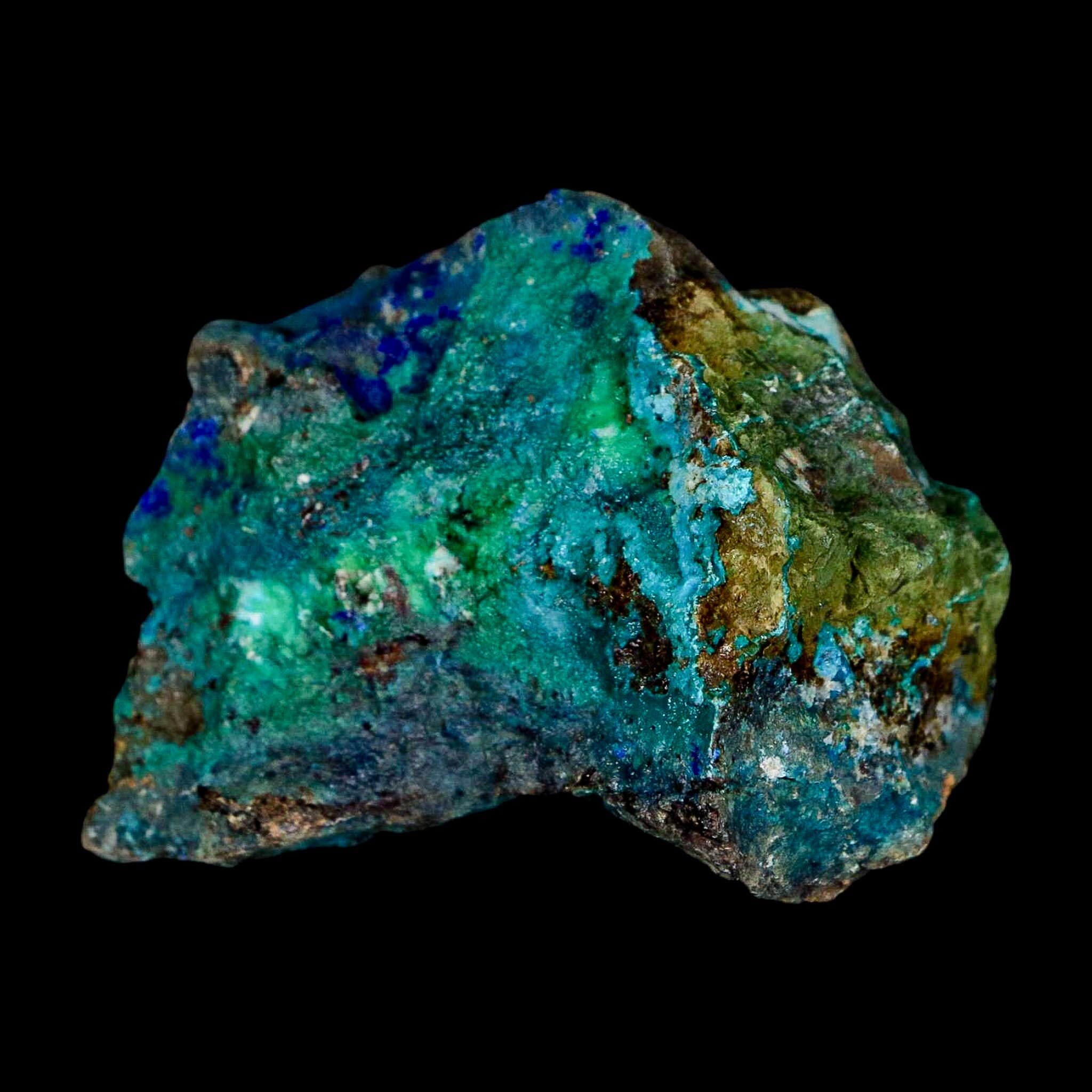 2.1" Azurite, Chrysocolla And Malachite Crystal Mineral Specimen On Matrix From Peru - Fossil Age Minerals