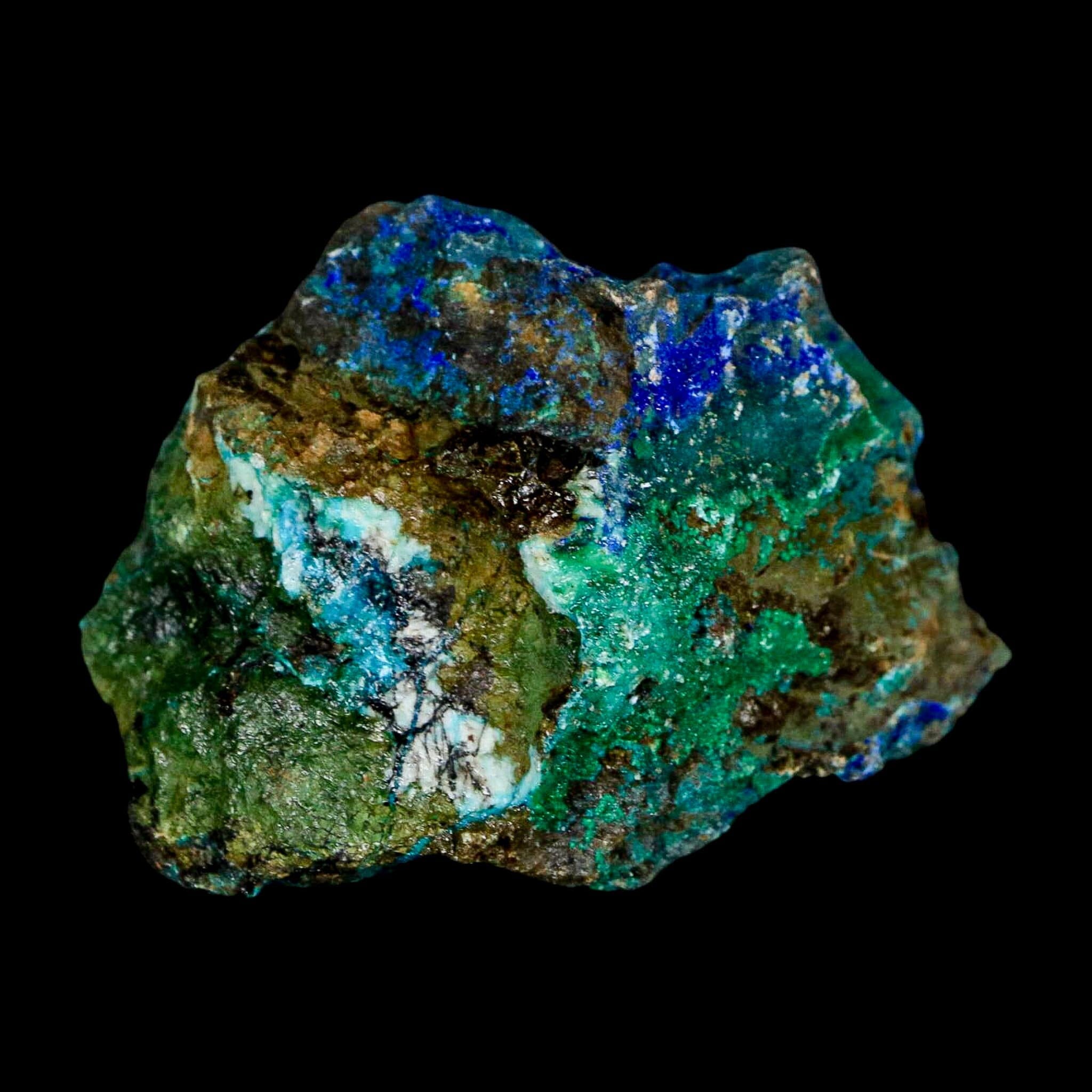 2.1" Azurite, Chrysocolla And Malachite Crystal Mineral Specimen On Matrix From Peru - Fossil Age Minerals