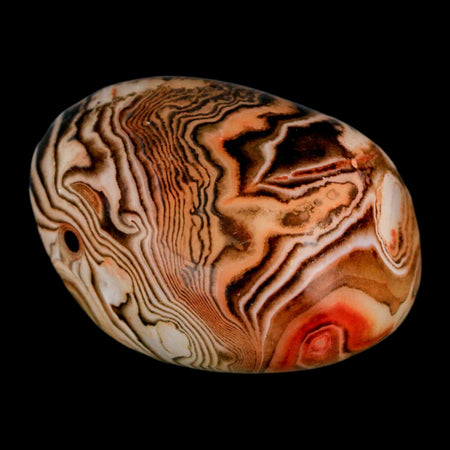 1.9" Natural Polished Red Silk Banded Agate Chalcedony Mineral Specimen