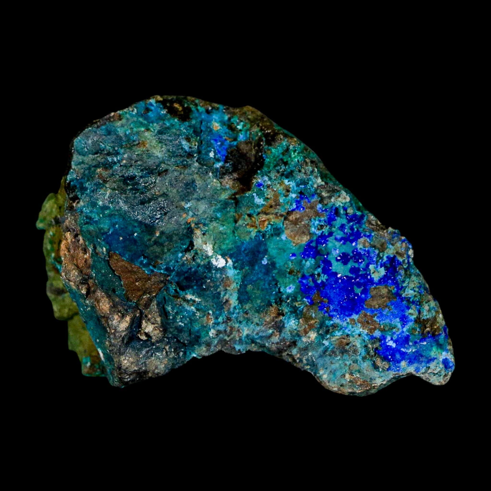 2.1" Azurite, Chrysocolla And Malachite Crystal Mineral Specimen On Matrix From Peru - Fossil Age Minerals
