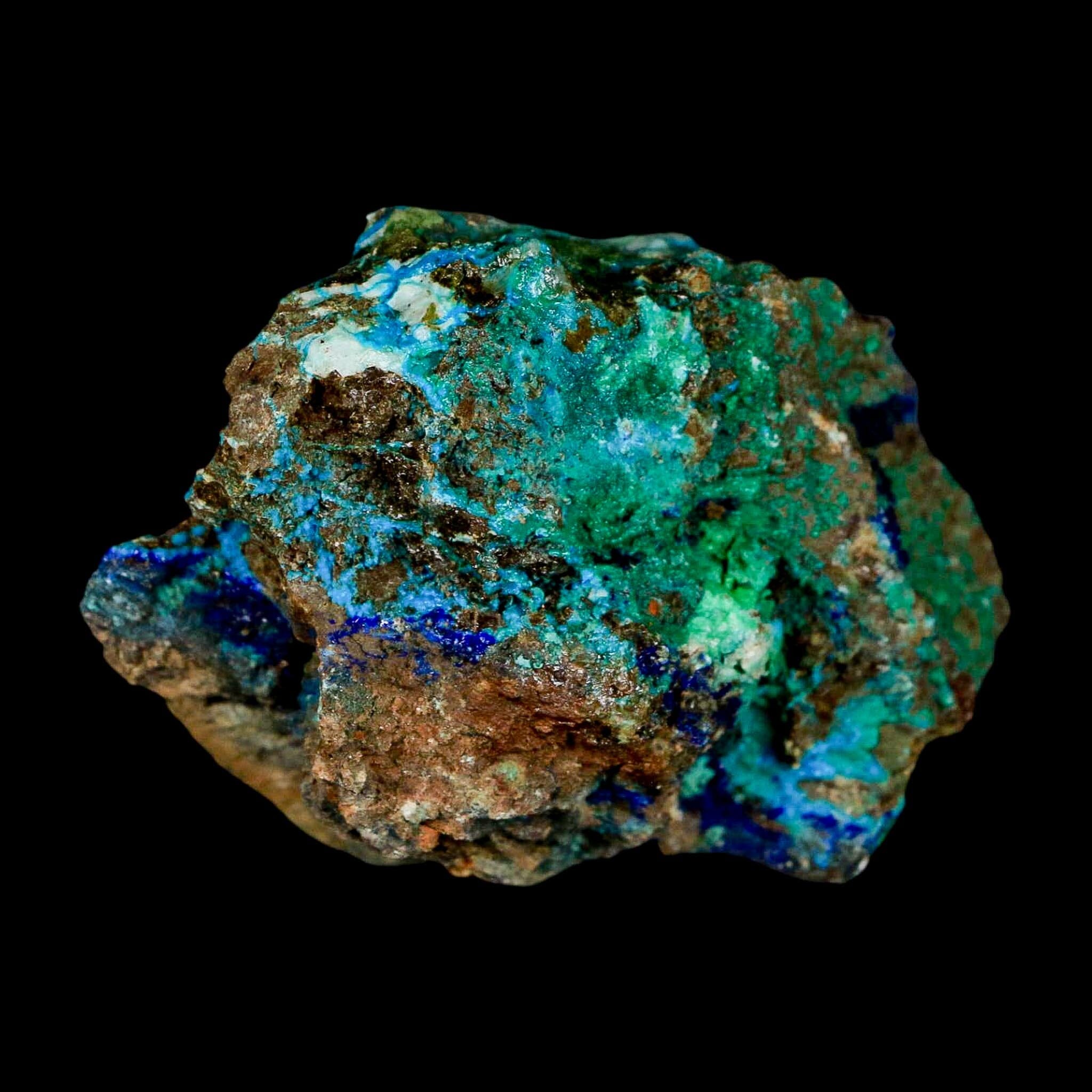 2.5" Azurite, Chrysocolla And Malachite Crystal Mineral Specimen On Matrix From Peru - Fossil Age Minerals