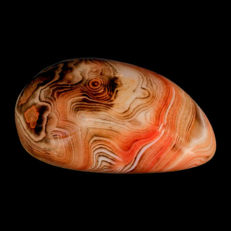 2.2" Natural Polished Red Silk Banded Agate Chalcedony Mineral Specimen