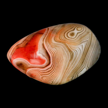 2.4" Natural Polished Red Silk Banded Agate Chalcedony Mineral Specimen