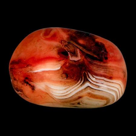 1.9" Natural Polished Red Silk Banded Agate Chalcedony Mineral Specimen