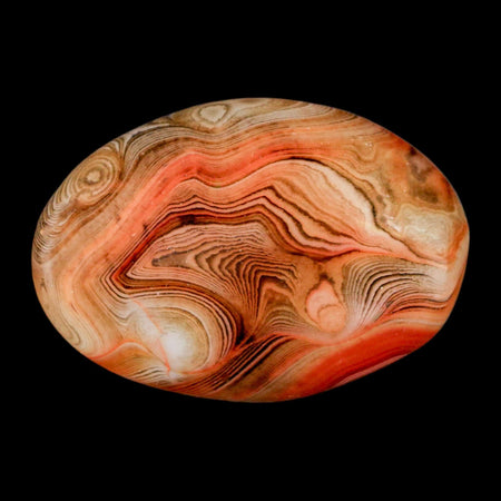 2.3" Natural Polished Red Silk Banded Agate Chalcedony Mineral Specimen