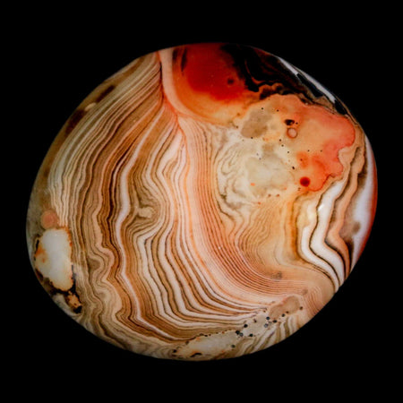 1.8" Natural Polished Red Silk Banded Agate Chalcedony Mineral Specimen