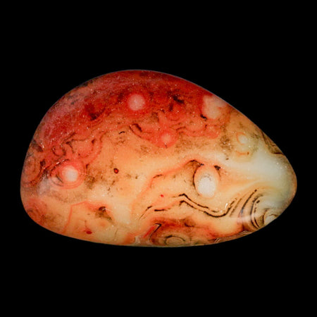 2.4" Natural Polished Red Silk Banded Agate Chalcedony Mineral Specimen