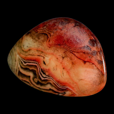 2.4" Natural Polished Red Silk Banded Agate Chalcedony Mineral Specimen - Fossil Age Minerals