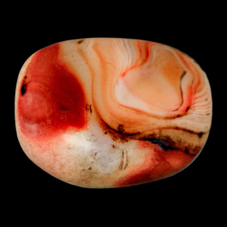2.2" Natural Polished Red Silk Banded Agate Chalcedony Mineral Specimen
