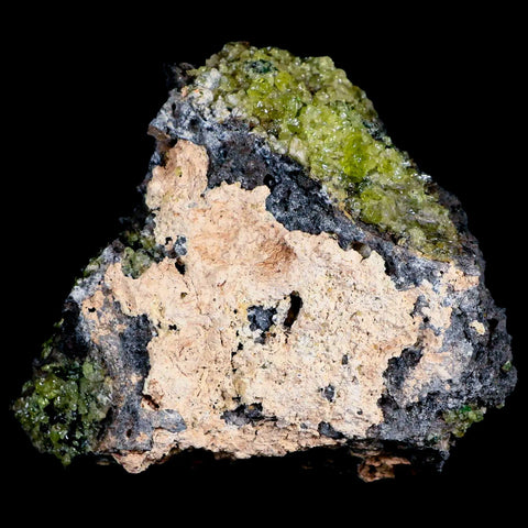 3.4 Emerald Peridot Crystals, Chrome Diopside And Spinel On Volcanic Rock Gila, AZ - Fossil Age Minerals