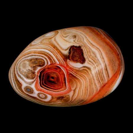 1.7" Natural Polished Red Silk Banded Agate Chalcedony Mineral Specimen