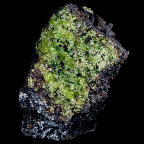 3.7" Emerald Peridot Crystals, Chrome Diopside And Spinel On Volcanic Rock Gila, AZ - Fossil Age Minerals