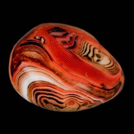 1.7" Natural Polished Red Silk Banded Agate Chalcedony Mineral Specimen