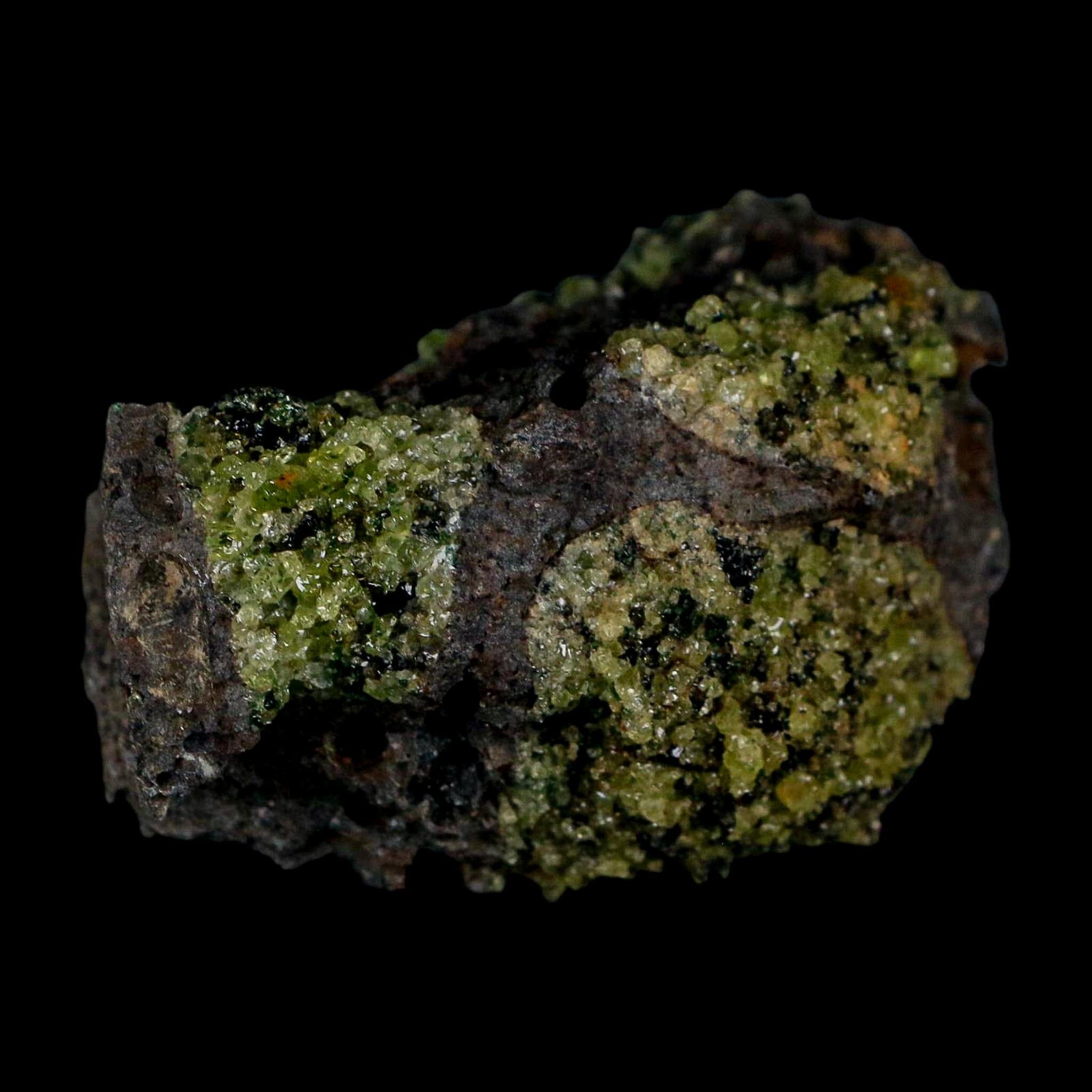 3" Emerald Peridot Crystals, Chrome Diopside And Spinel On Volcanic Rock Gila, AZ - Fossil Age Minerals