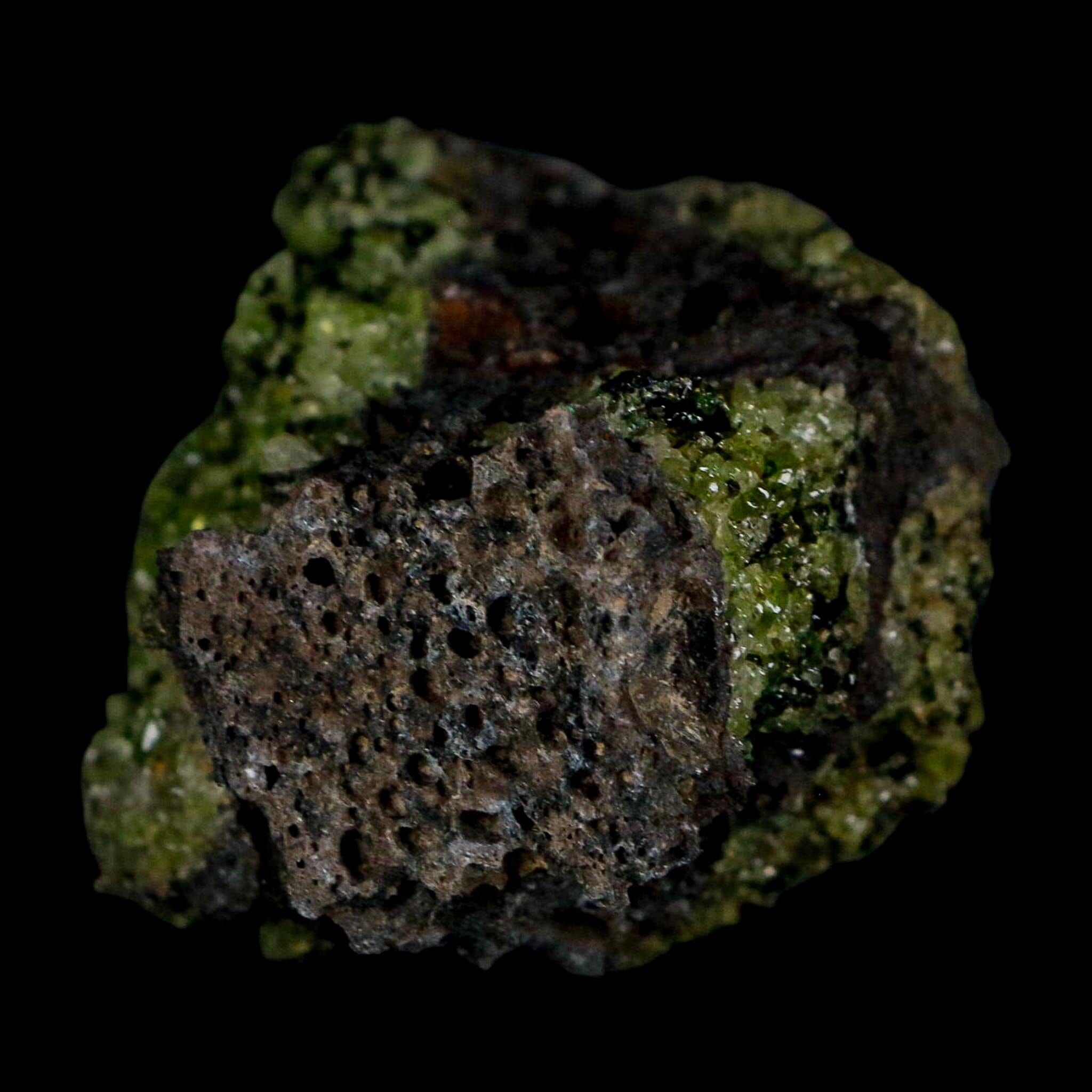 3" Emerald Peridot Crystals, Chrome Diopside And Spinel On Volcanic Rock Gila, AZ - Fossil Age Minerals
