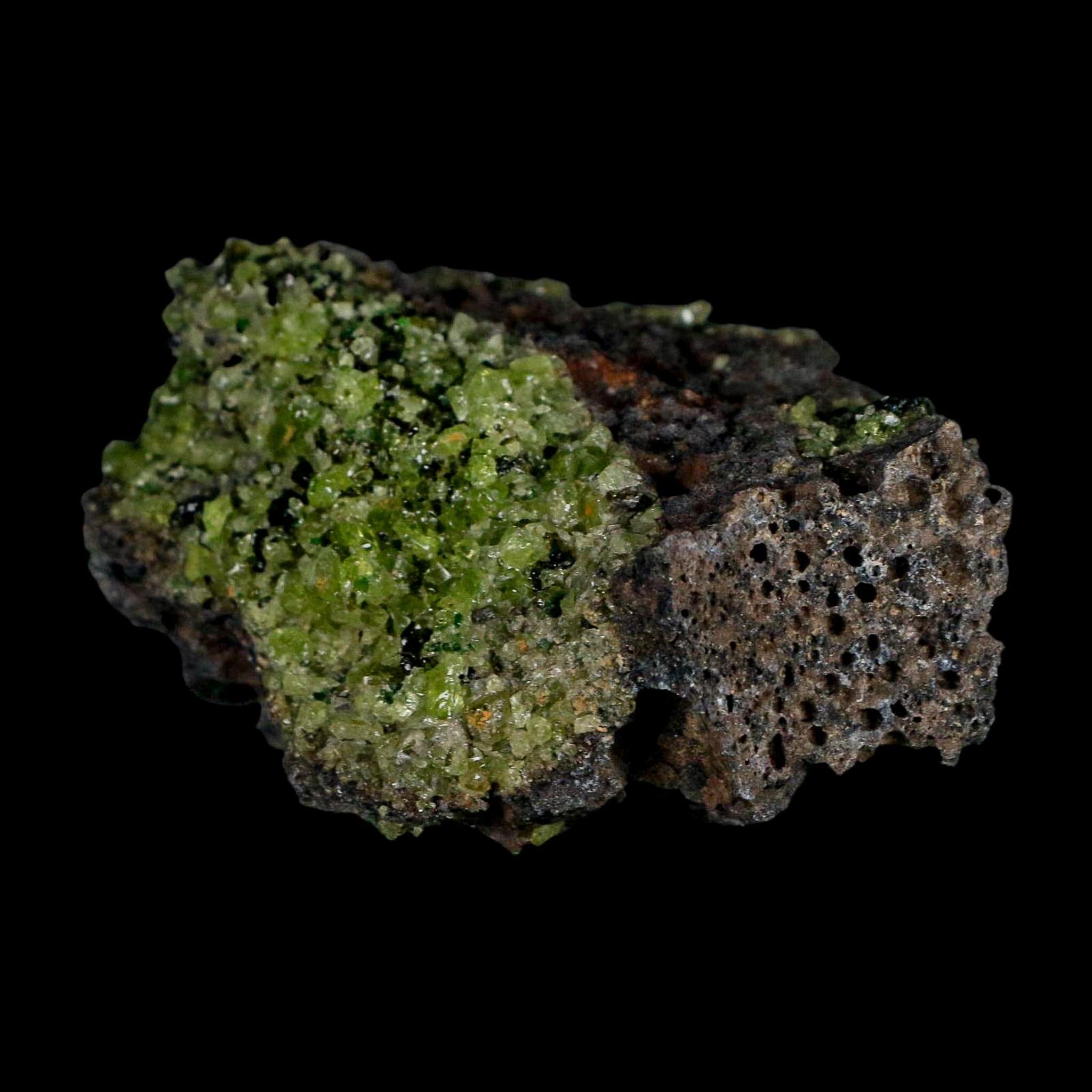 3" Emerald Peridot Crystals, Chrome Diopside And Spinel On Volcanic Rock Gila, AZ - Fossil Age Minerals