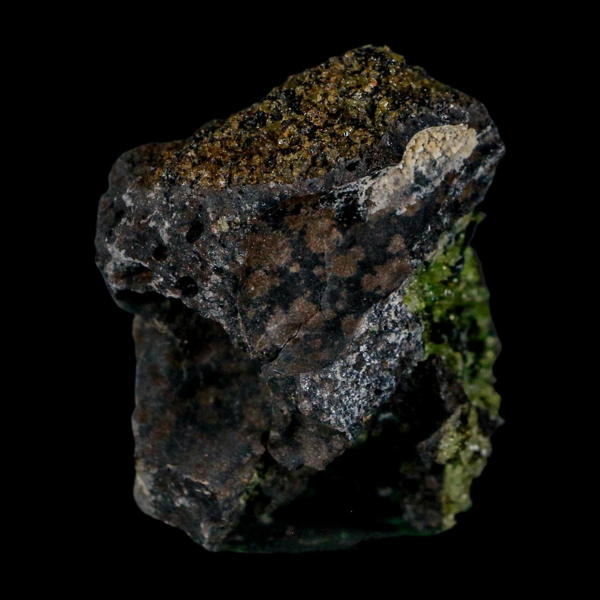 2.5" Emerald Peridot Crystals, Chrome Diopside And Spinel On Volcanic Rock Gila, AZ - Fossil Age Minerals