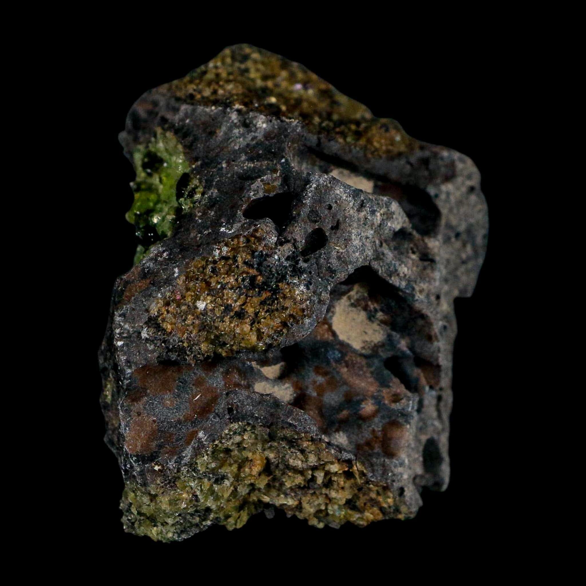 2.5" Emerald Peridot Crystals, Chrome Diopside And Spinel On Volcanic Rock Gila, AZ - Fossil Age Minerals