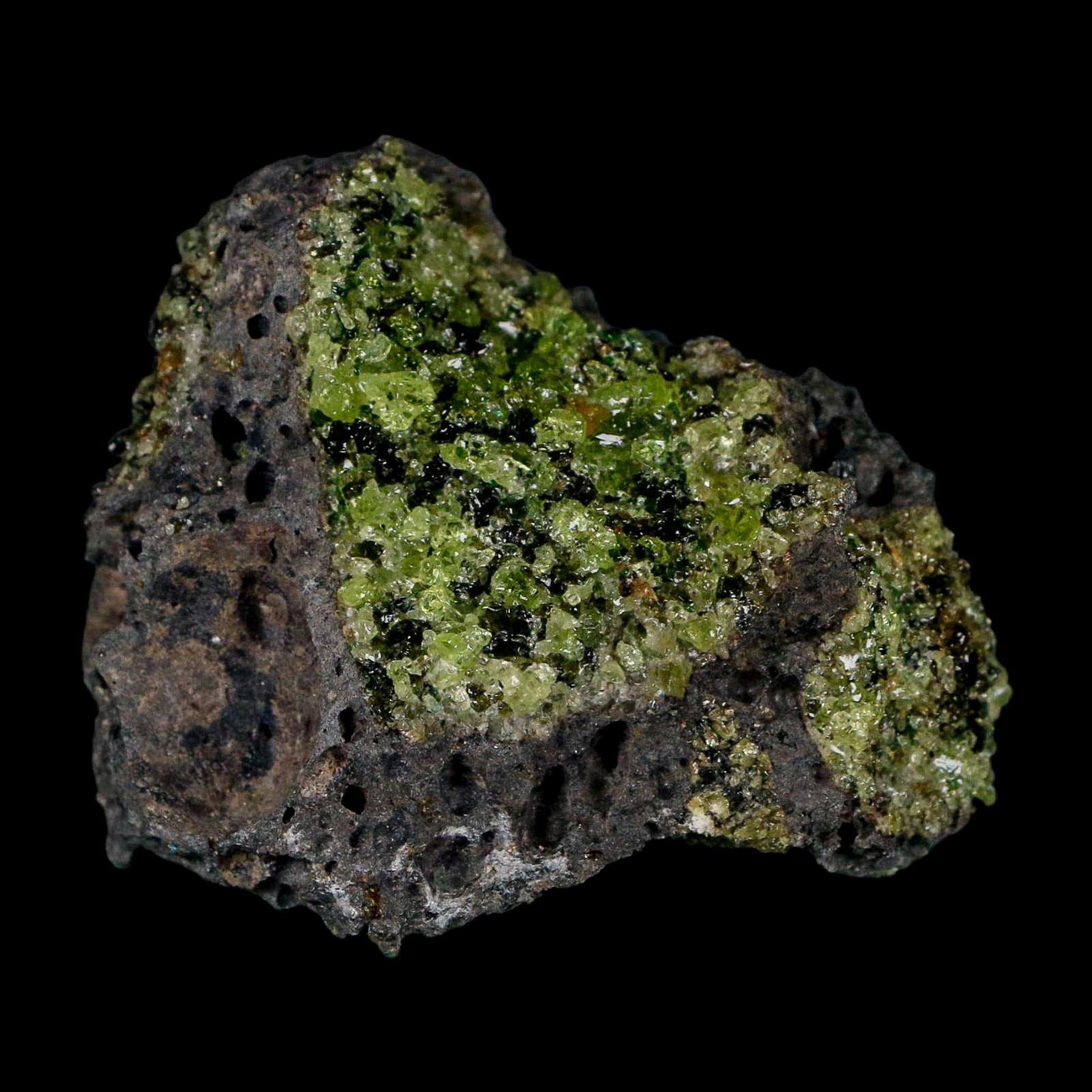 2.4" Emerald Peridot Crystals, Chrome Diopside And Spinel On Volcanic Rock Gila, AZ - Fossil Age Minerals