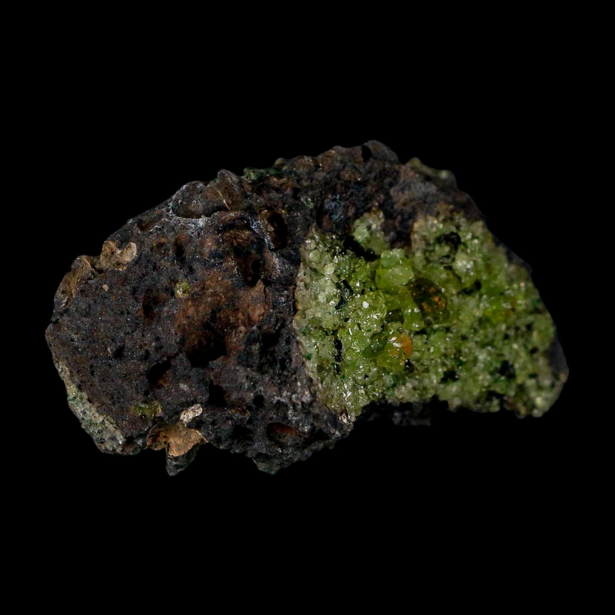 3" Emerald Peridot Crystals, Chrome Diopside And Spinel On Volcanic Rock Gila, AZ - Fossil Age Minerals