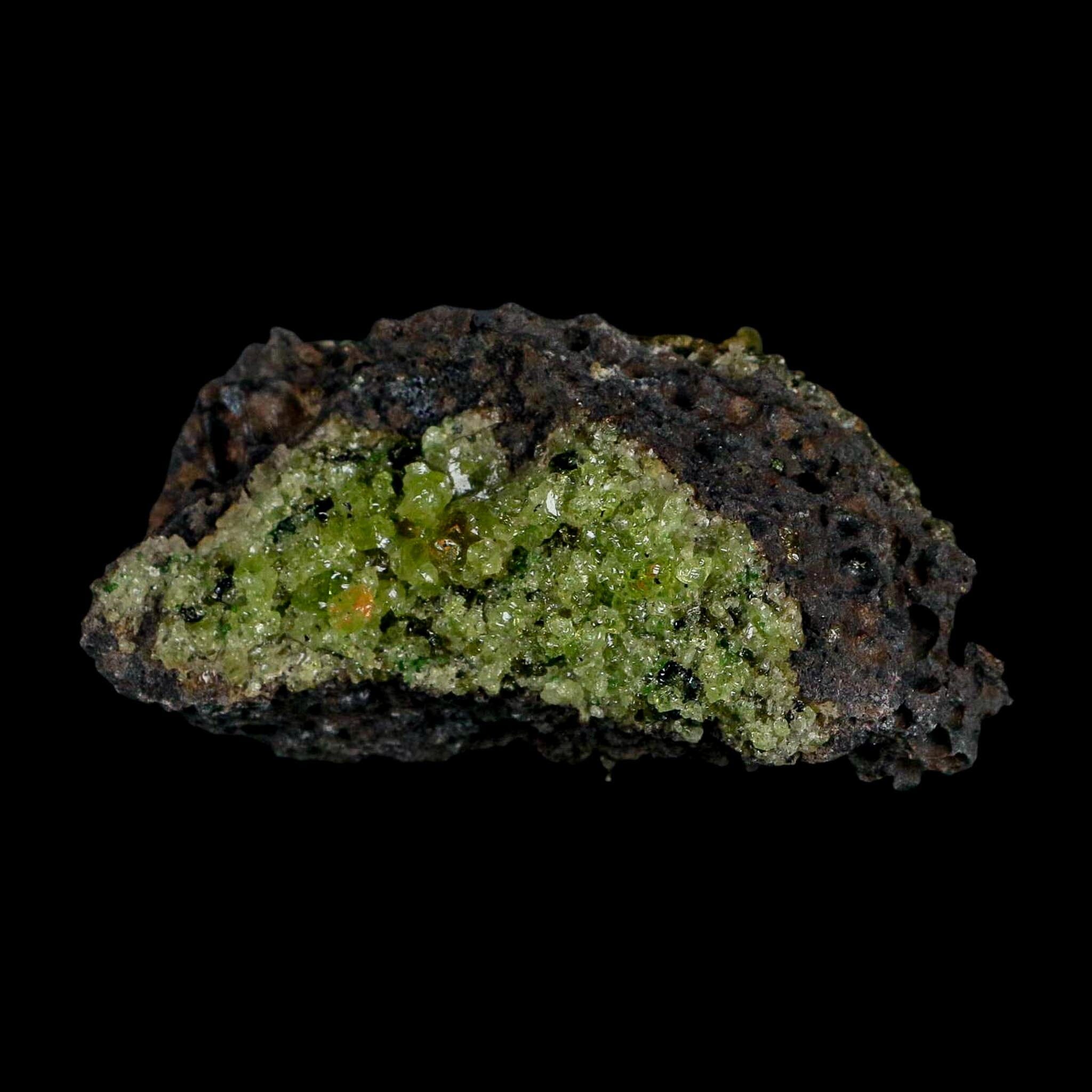 3" Emerald Peridot Crystals, Chrome Diopside And Spinel On Volcanic Rock Gila, AZ - Fossil Age Minerals