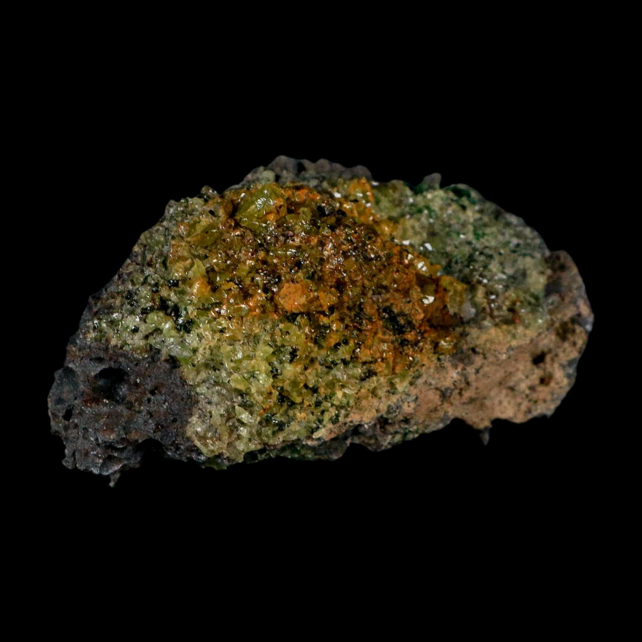 3" Emerald Peridot Crystals, Chrome Diopside And Spinel On Volcanic Rock Gila, AZ - Fossil Age Minerals