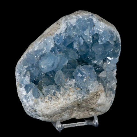 4.5" Sky Blue Rough Celestite Crystal Druzy Cluster Geode 3 LB 3.9 OZ Celestine - Fossil Age Minerals