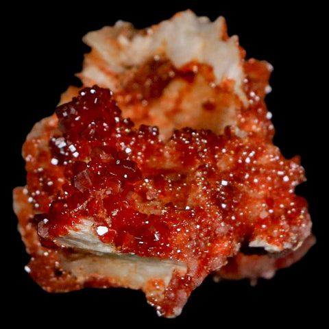 2" Sparkly Red Vanadinite Crystals On Orange Barite Blades Mineral Mabladen Morocco - Fossil Age Minerals
