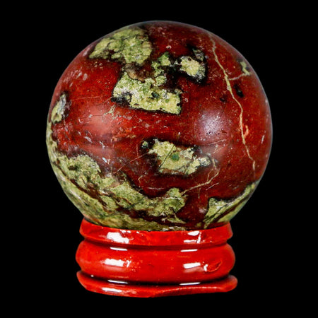 42MM Polished Natural Dragon Blood Jasper Sphere, Ball, Orb Australia Stand