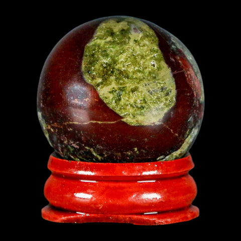 33MM Polished Natural Dragon Blood Jasper Sphere, Ball, Orb Australia Stand - Fossil Age Minerals