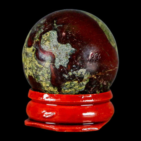 33MM Polished Natural Dragon Blood Jasper Sphere, Ball, Orb Australia Stand - Fossil Age Minerals