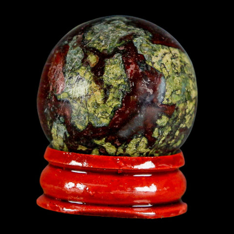 33MM Polished Natural Dragon Blood Jasper Sphere, Ball, Orb Australia Stand - Fossil Age Minerals