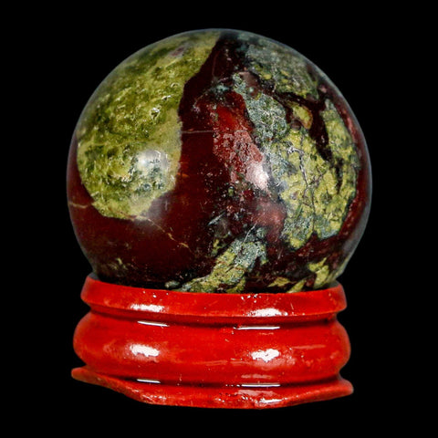 33MM Polished Natural Dragon Blood Jasper Sphere, Ball, Orb Australia Stand - Fossil Age Minerals