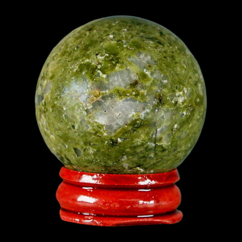 40MM Unakite Sphere Ball Green Epidote Pink Orthoclase Polished Mineral Stand - Fossil Age Minerals