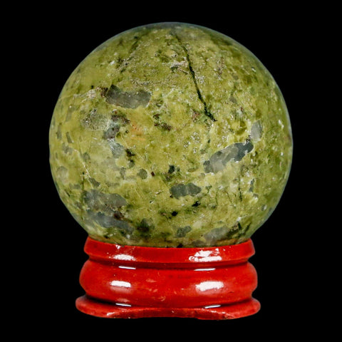 40MM Unakite Sphere Ball Green Epidote Pink Orthoclase Polished Mineral Stand - Fossil Age Minerals