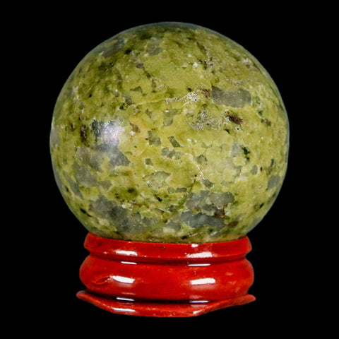 40MM Unakite Sphere Ball Green Epidote Pink Orthoclase Polished Mineral Stand - Fossil Age Minerals
