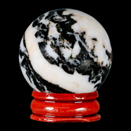 39MM Polished Black Tourmaline And Crystal Quartz Sphere Mineral Brazil Stand