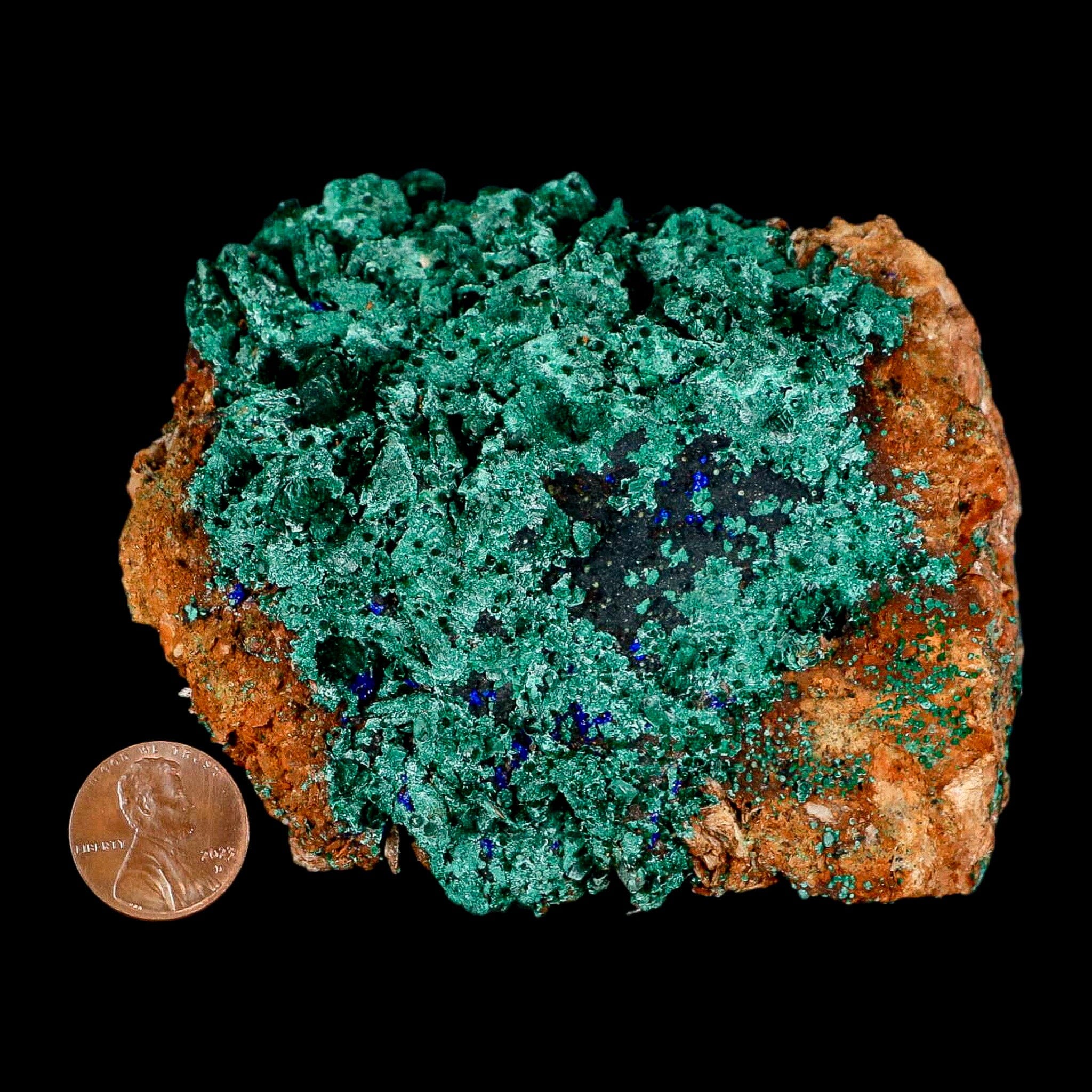 3.8" Dark Green Malachite Crystals On Barite Blades Mineral Specimen Tiznit Morocco - Fossil Age Minerals