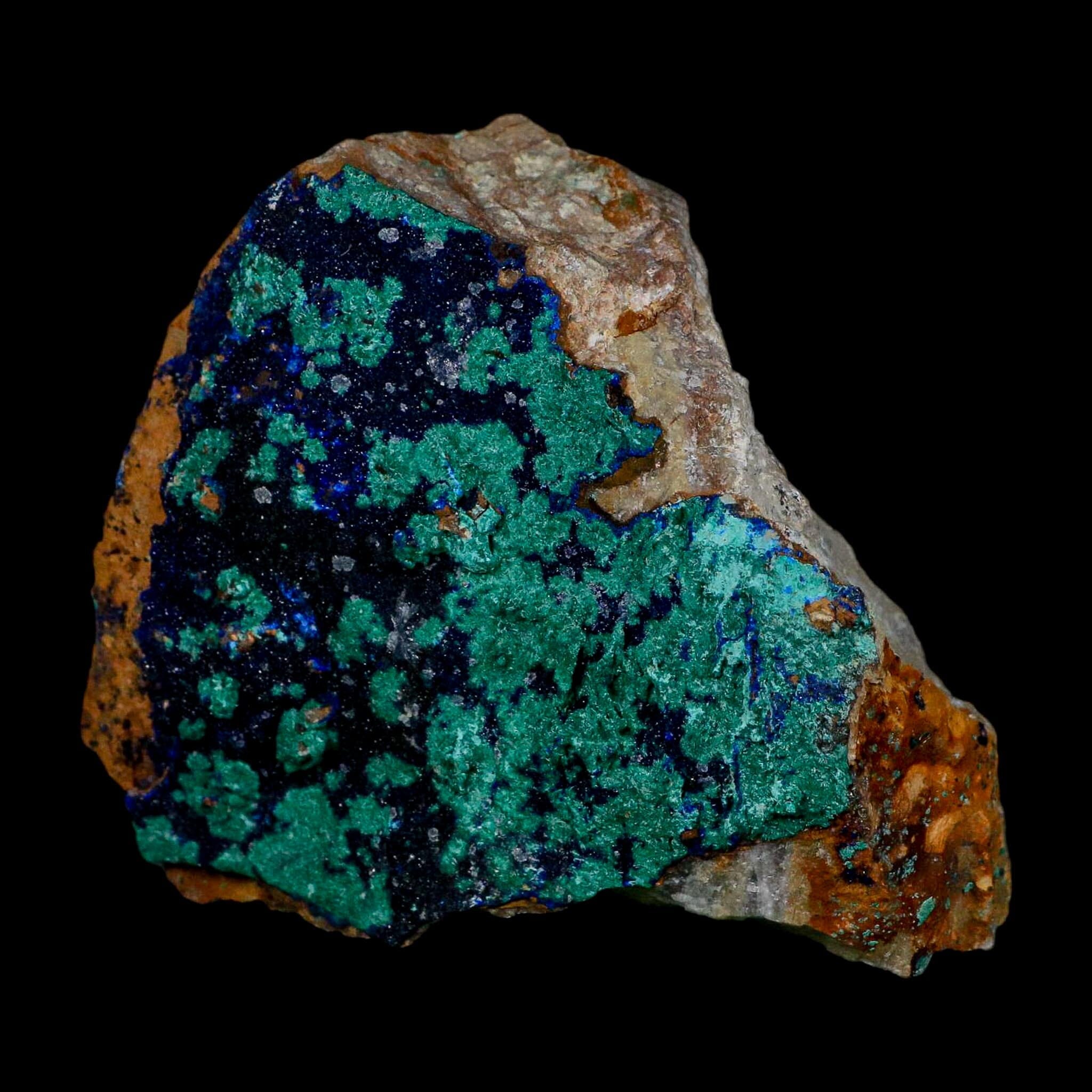 3.9" Azurite Crystals & Malachite On Matrix Colorful Mineral Specimen Morocco - Fossil Age Minerals