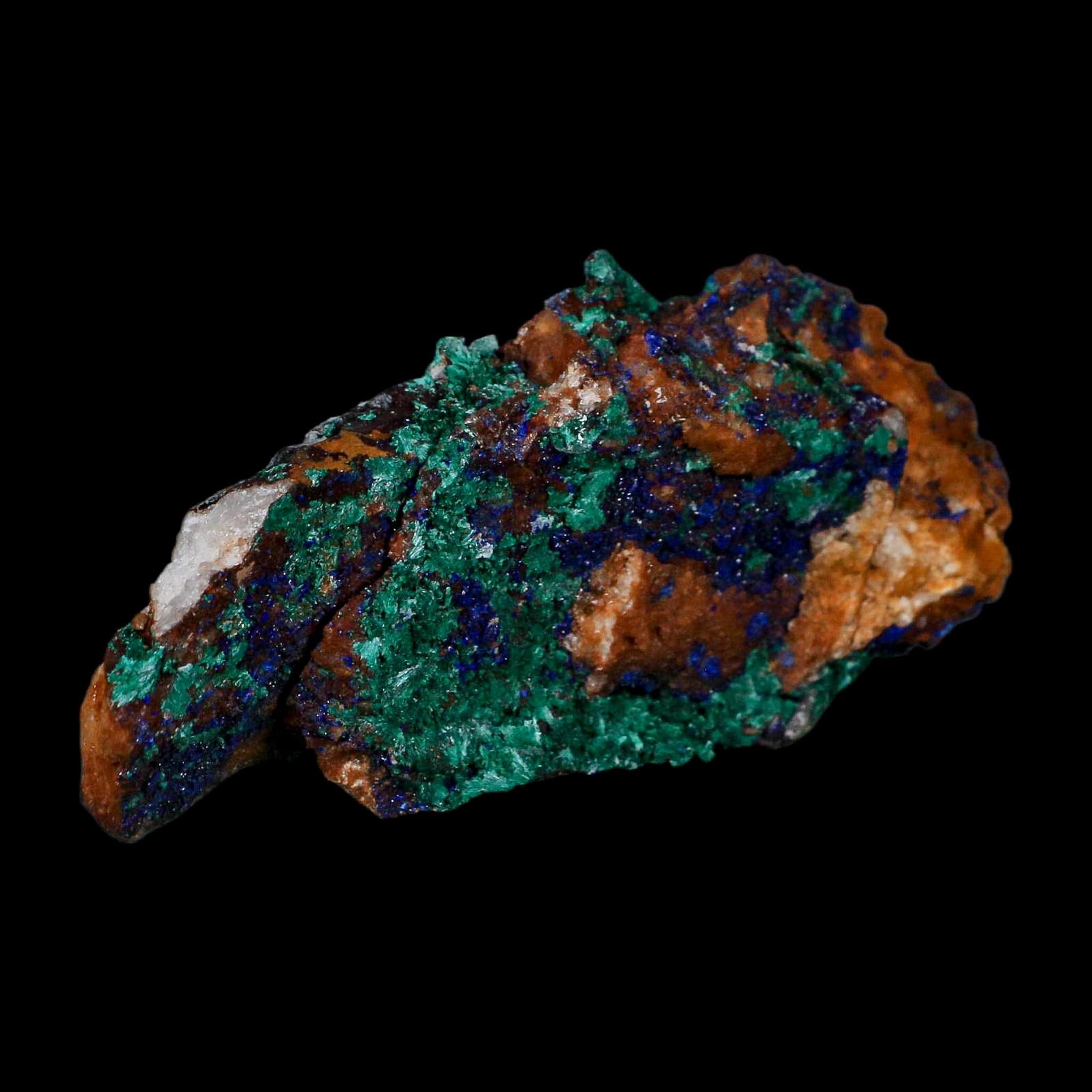 4" Azurite Crystals & Malachite On Matrix Colorful Mineral Specimen Morocco - Fossil Age Minerals