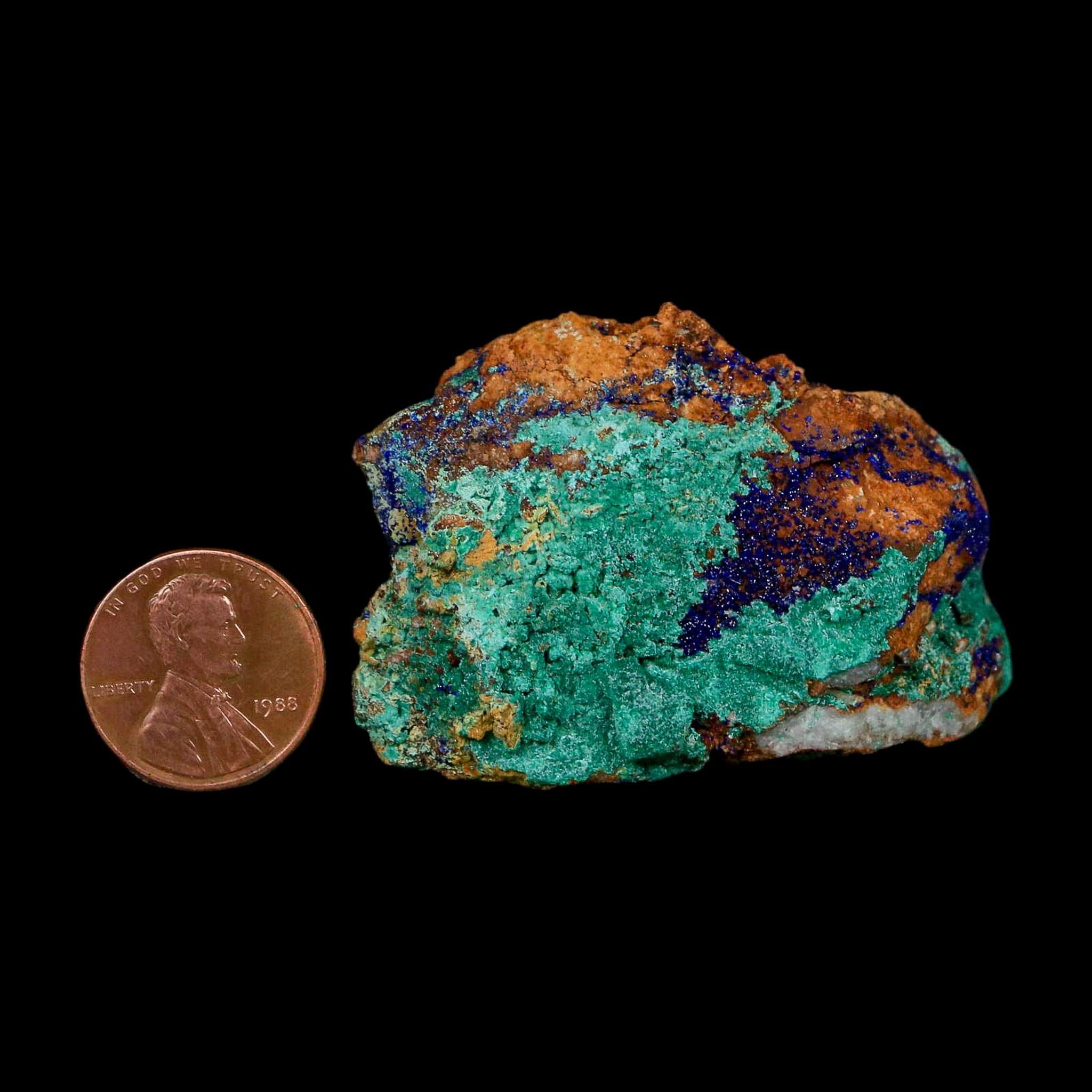 2.1" Azurite Crystals & Malachite On Matrix Colorful Mineral Specimen Morocco - Fossil Age Minerals