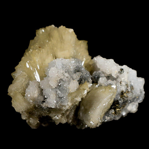 3.4" Barite Blades, Pyrite And Crystal Quartz Minerals Bou Nahas Mine Morocco - Fossil Age Minerals