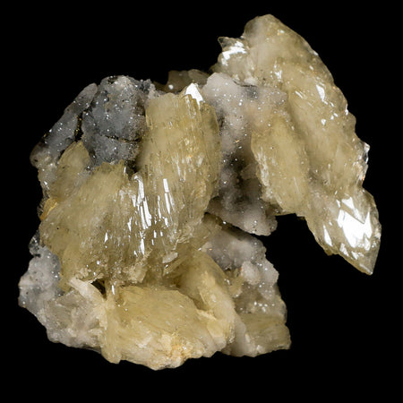 3.2" Barite Blades, Pyrite And Crystal Quartz Minerals Bou Nahas Mine Morocco