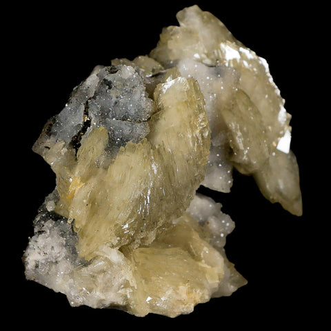 3.2" Barite Blades, Pyrite And Crystal Quartz Minerals Bou Nahas Mine Morocco - Fossil Age Minerals
