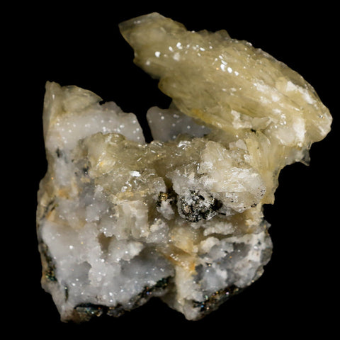 3.2" Barite Blades, Pyrite And Crystal Quartz Minerals Bou Nahas Mine Morocco - Fossil Age Minerals